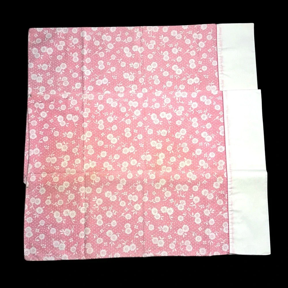Vintage Thomaston American Mood Pink Floral Muslin Pillowcase Set of 2 No Iron